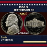 1986-s Proof Jefferson Nickel 5c pr70 dcam SEGS