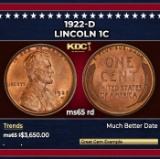 1922-d Lincoln Cent 1c ms65 rd SEGS
