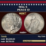 1934-s Peace Dollar $1 ms64+ USCG