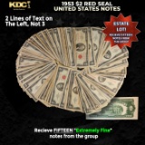 15x 1953 $2 Red Seal United States Note Grades XF