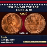 1932-d Lincoln Cent Near Top Pop! 1c ms66+ rd SEGS