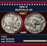 1915-p Buffalo Nickel 5c ms66+ SEGS