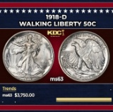 1918-d Walking Liberty Half Dollar 50c ms63 USCG