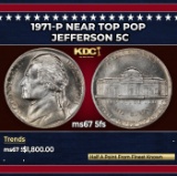 1971-p Jefferson Nickel Near Top Pop 5c ms67 5fs SEGS