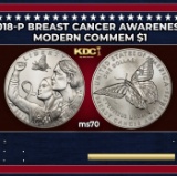 2018-p Breast Cancer Awareness Modern Commem Dollar $1 ms70 SEGS
