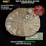 15x 1935 $1 Blue Seal Silver Certificates Grades XF