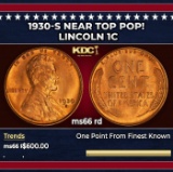 1930-s Lincoln Cent Near Top Pop! 1c Grades ms66 rd