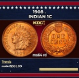 1908 Indian Cent . 1c Grades ms64 rd