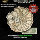 15x 1957 $1 Blue Seal Silver Certificates Grades AU