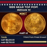 1899 Indian Cent Near Top Pop! 1c ms67 rd SEGS