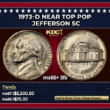 1973-d Jefferson Nickel Near Top Pop 5c ms66+ 5fs SEGS