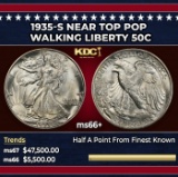 1935-s Walking Liberty Half Dollar Near Top Pop 50c ms66+ SEGS