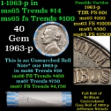 BU Shotgun Jefferson 5c roll, 1963-p 40 pcs Bank $2 Nickel Wrapper