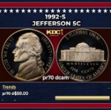 1992-s Proof Jefferson Nickel 5c pr70 dcam SEGS