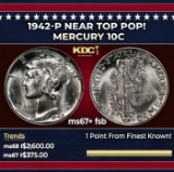 1942-p Mercury Dime Near Top Pop! 10c ms67+ fsb SEGS