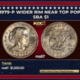 1979-p Wider Rim Susan B. Anthony Dollar Near Top Pop $1 ms67 SEGS