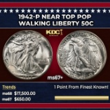 1942-p Walking Liberty Half Dollar Near Top Pop 50c ms67+ SEGS