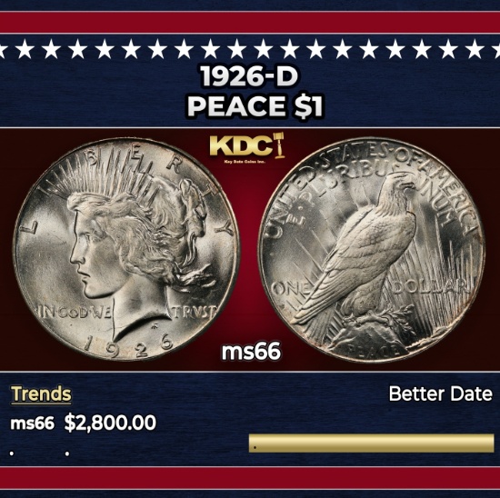 1926-d Peace Dollar $1 ms66 SEGS