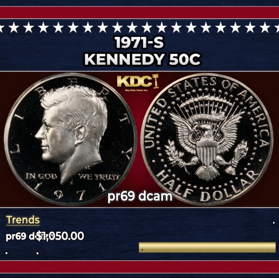 1971-s Proof Kennedy Half Dollar 50c pr69 dcam SEGS