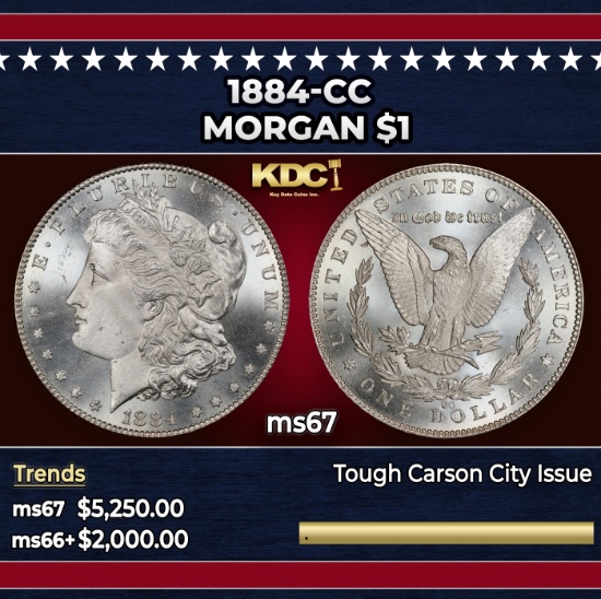 1884-cc Morgan Dollar $1 ms67 SEGS