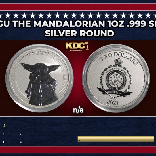 2021  Star Wars Baby Yoda Grogu The Mandalorian 1oz .999 Silver $2  Niue Commerative Coin Grades Ung