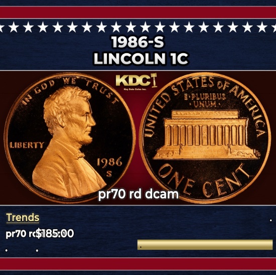 1986-s Proof Lincoln Cent 1c pr70 rd dcam SEGS