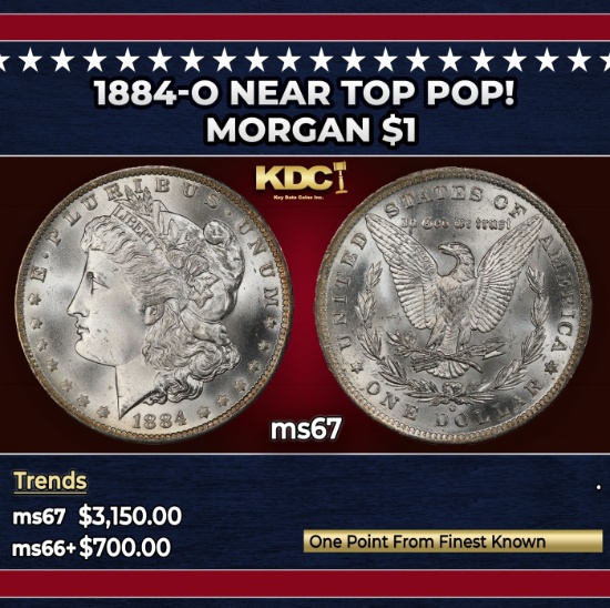 1884-o Morgan Dollar Near Top Pop! $1 ms67 SEGS
