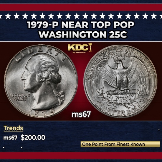 1979-p Washington Quarter Near Top Pop 25c ms67 SEGS