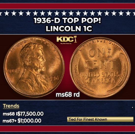 1936-d Lincoln Cent TOP POP! 1c ms68 rd SEGS