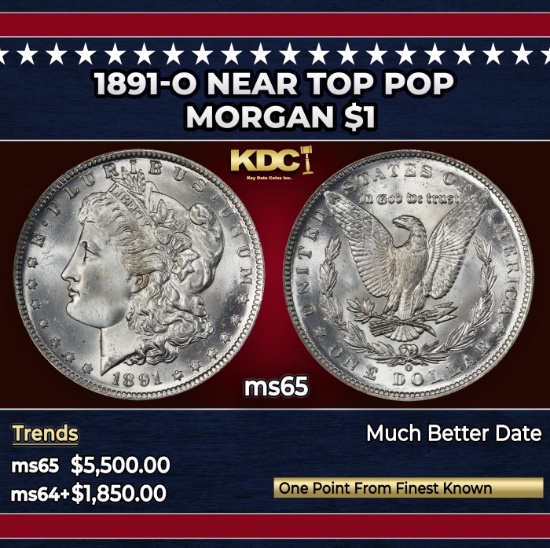 1891-o Morgan Dollar Near Top Pop $1 ms65 SEGS