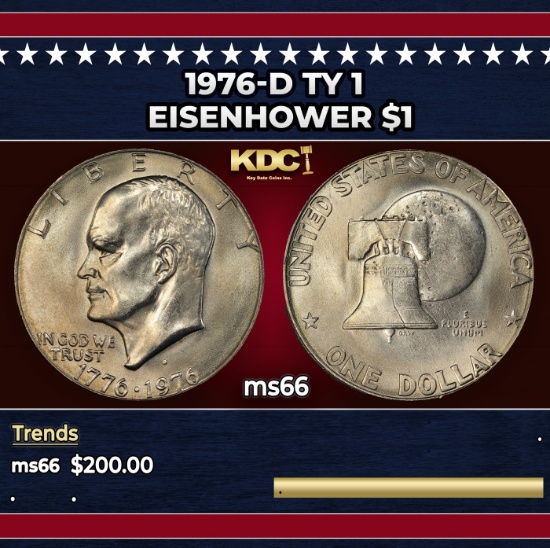 1976-d Ty 1 Eisenhower Dollar $1 ms66 SEGS