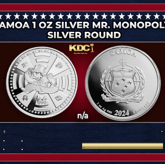 2024 Samoa 1 oz Silver Mr. Monopoly Coin