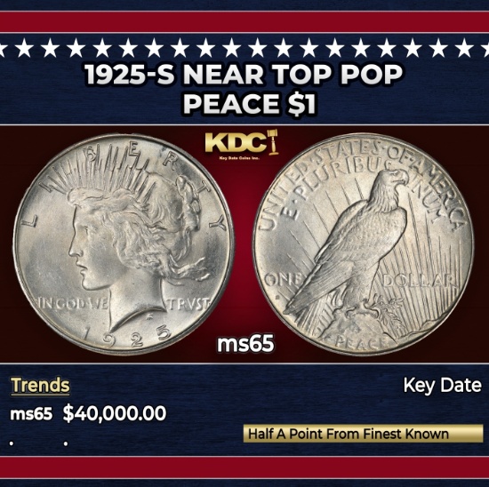 1925-s Peace Dollar Near Top Pop $1 ms65 SEGS