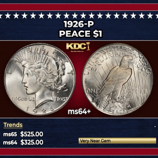 1926-p Peace Dollar $1 Grades ms64+