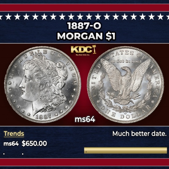1887-o Morgan Dollar $1 Grades ms64