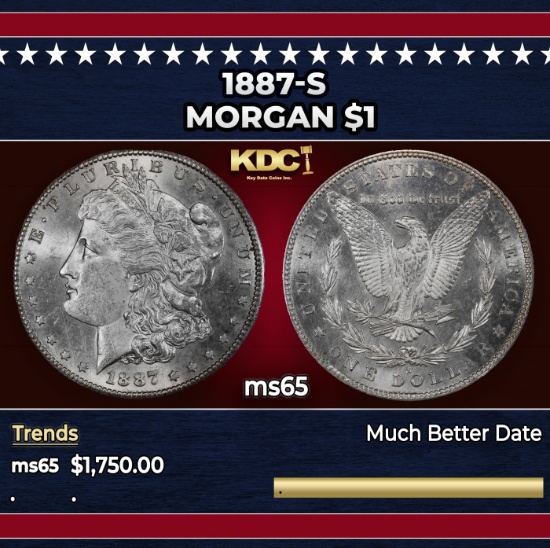 1887-s Morgan Dollar $1 ms65 SEGS