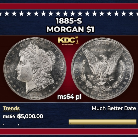 1885-s Morgan Dollar $1 ms64 pl SEGS