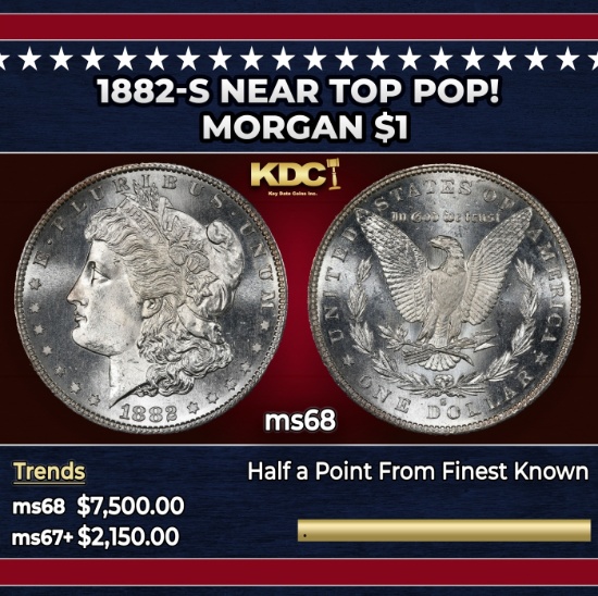 1882-s Morgan Dollar Near Top Pop! $1 ms68 SEGS