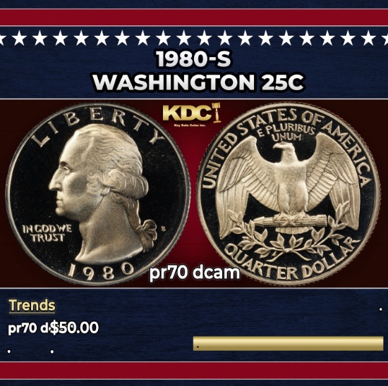 1980-s Proof Washington Quarter 25c pr70 dcam SEGS