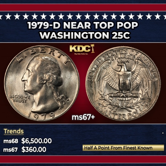 1979-d Washington Quarter Near Top Pop 25c ms67+ SEGS