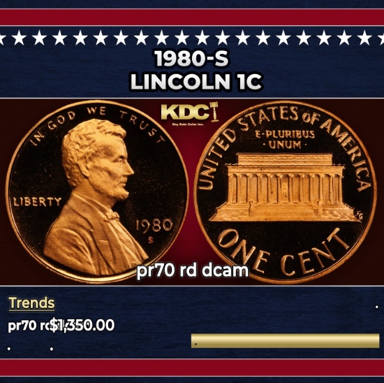1980-s Proof Lincoln Cent 1c pr70 rd dcam SEGS