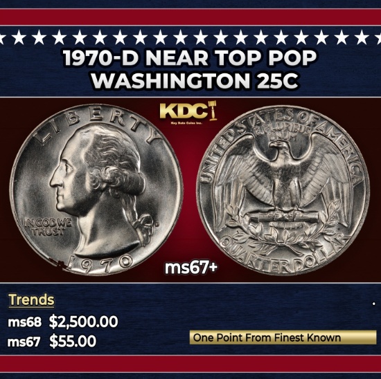 1970-d Washington Quarter Near Top Pop 25c ms67+ SEGS