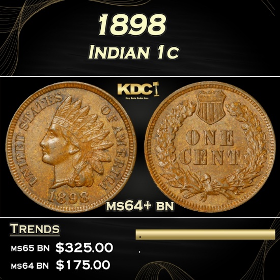 1898 Indian Cent 1c Grades ms64+ bn