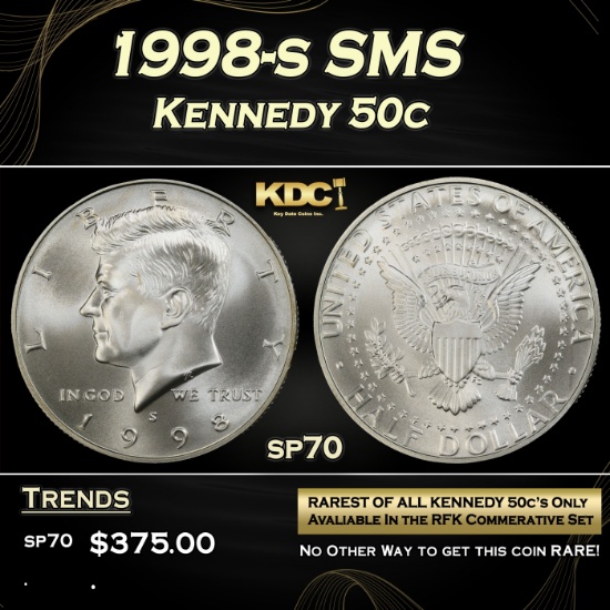1998-s SMS Kennedy Half Dollar 50c sp70 SEGS