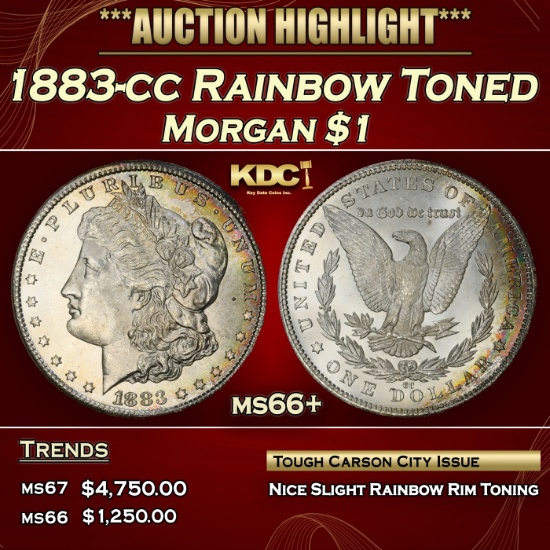 1883-cc Morgan Dollar Rainbow Toned $1 ms66+ SEGS