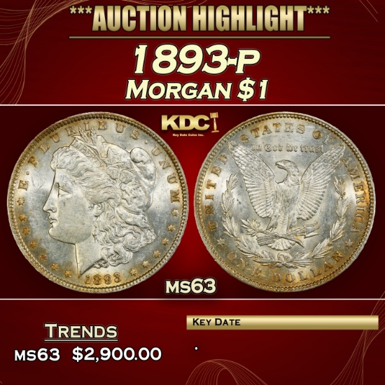 1893-p Morgan Dollar $1 ms63 USCG