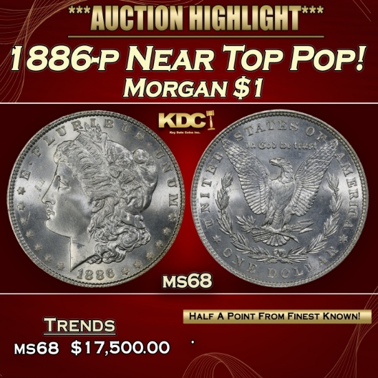 1886-p Morgan Dollar Near Top Pop! $1 ms68 SEGS