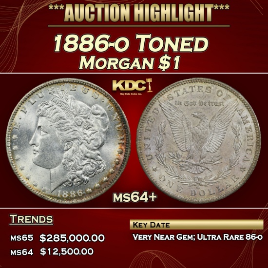 1886-o Morgan Dollar Toned  $1 ms64+ SEGS