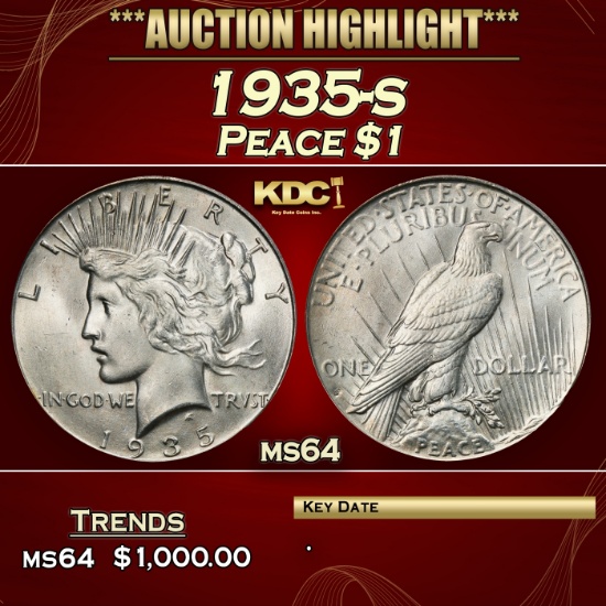 1935-s Peace Dollar $1 ms64 SEGS