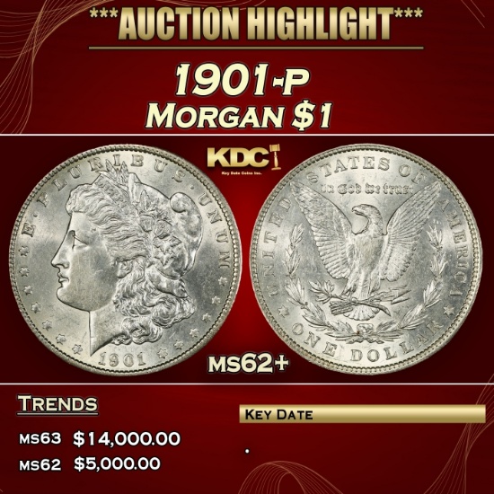 1901-p Morgan Dollar $1 ms62+ SEGS